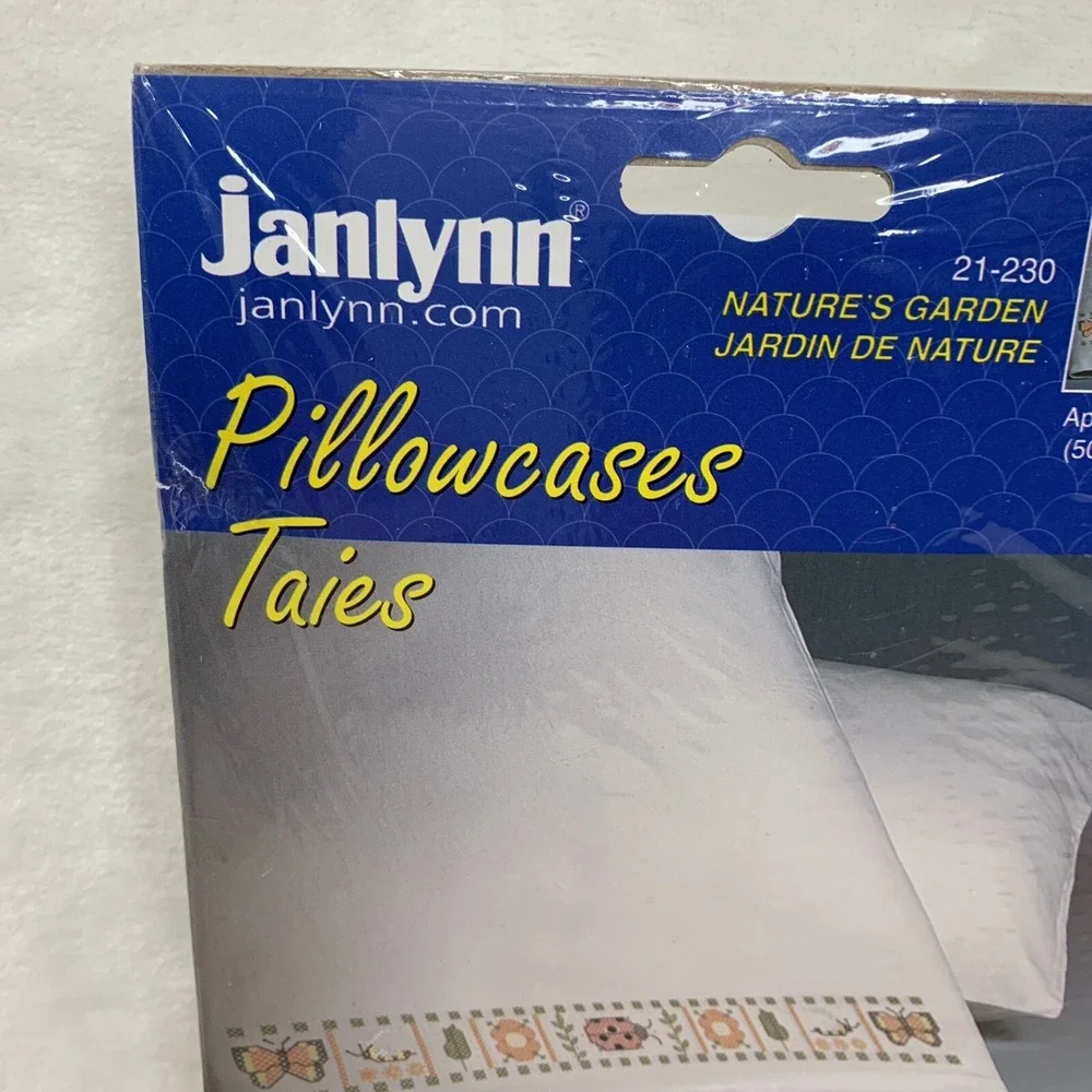 NIP Janlynn Nature's Garden pair pillowcases stamped Cross Stitch Embroidery NEW